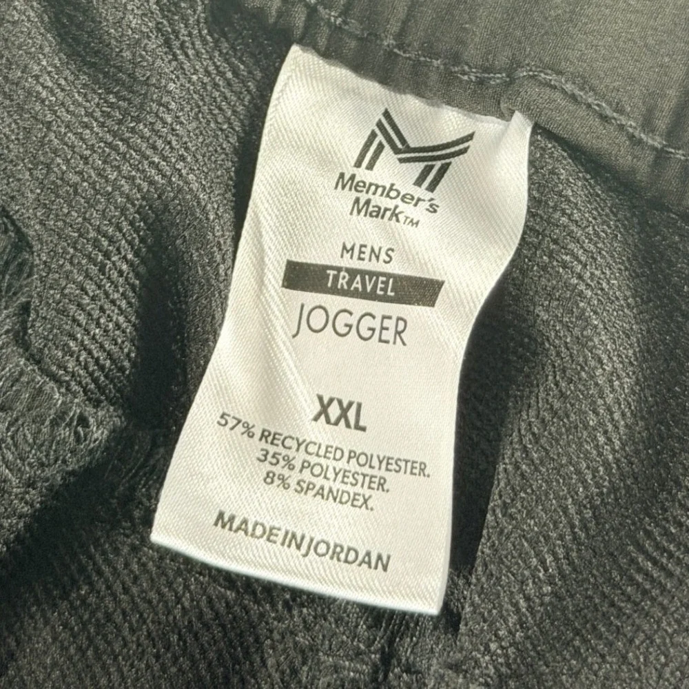 Member's Mark Mens Travel Jogger XXL Black 4-Way Stretch‎ Moisture Wicking NWT